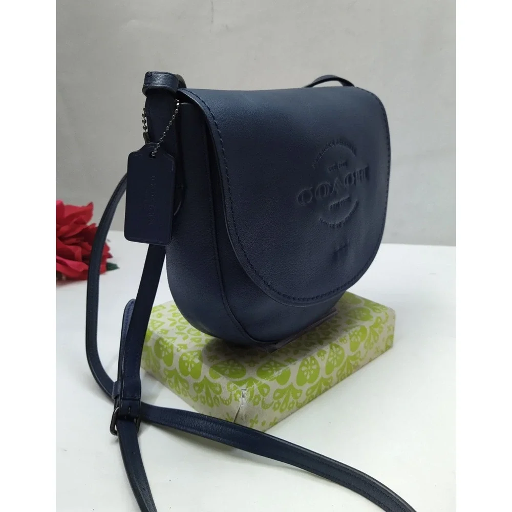 Coach Blue Leather Flap Closure Crossbody Bag
